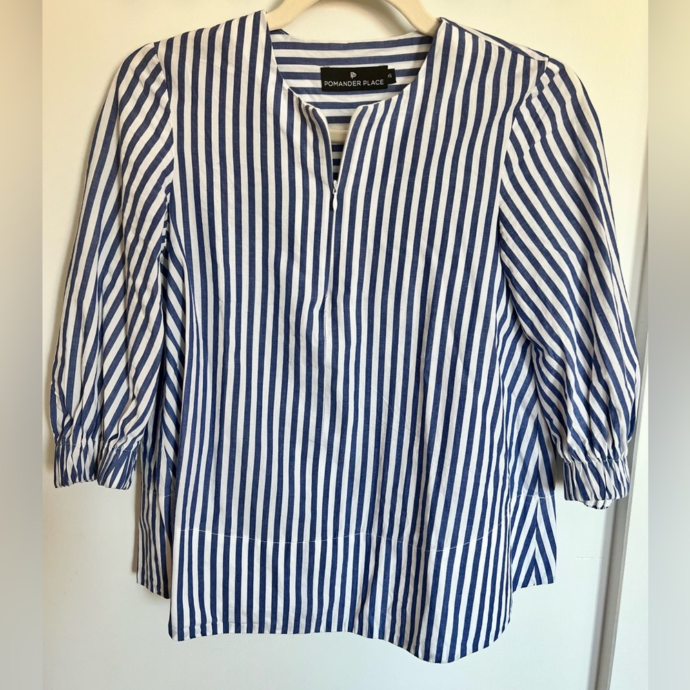 Pomander Placer blue & white stripe blouse